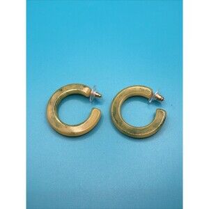 Vintage Creamed Spinach Light Green Marbled Bakelite Hoop Earrings